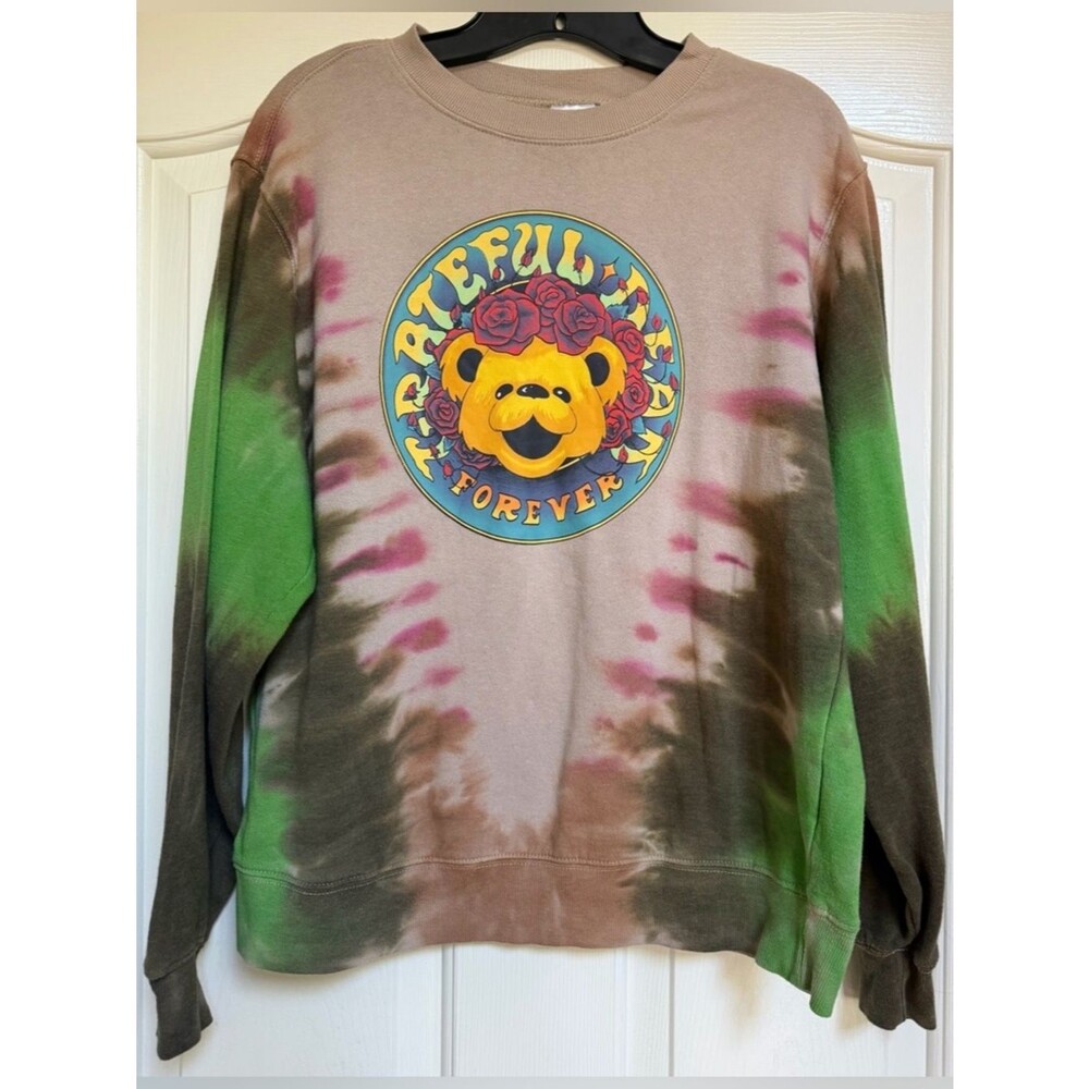 Grateful Dead Tie Dye Bear Sweatshirt Graphic Crewneck Sz M